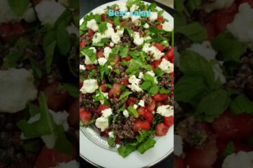 WATER MELON SALAD WITH ROCKET, CALAMATA OLIVE, FRENCH CHEESE.