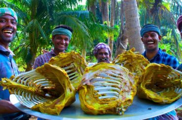 BIG BONE COOKING | Full Goat Chest Bone Recipe With Mutton Curry | Village Mutton Recipes Cooking