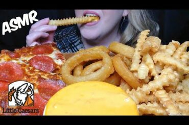 ASMR LITTLE CAESARS PIZZA + ONION RINGS + FRIES + CHEESE SAUCE | MR & MRS RALPHIES ASMR