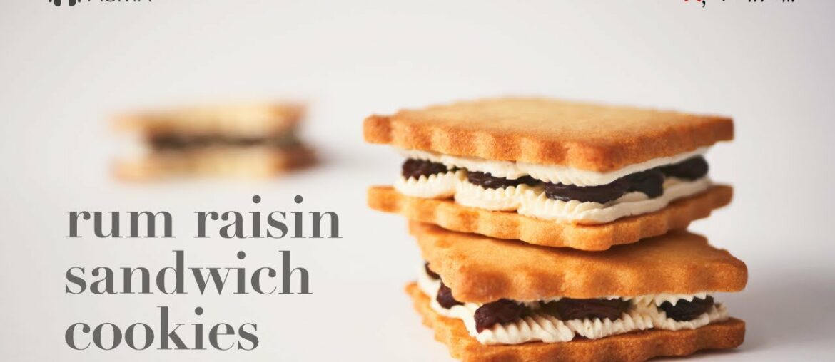 Rum Raisins Sandwich Cookies Recipe: Hokkaido dessert with Italian buttercream & Pâté sucrée.(ASMR) Rum Raisins Sandwich Cookies Recipe: Hokkaido dessert with Italian buttercream & Pâté sucrée.(ASMR)