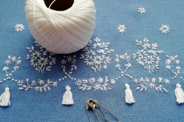 French embroidery border design | Easy Trick with safety pin @DAZAK Arts