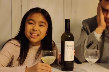 My daughter Kate tastes a white wine from Graves in Bordeaux for the first time!