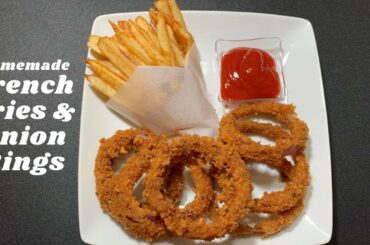 How to Make Crispy French Fries & Onion Rings Recipe| ASMR CRUNCHY| Quick and Easy Homemade & Crispy