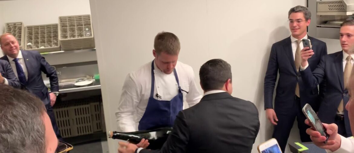 The French Laundry NYE champagne sabrage fail