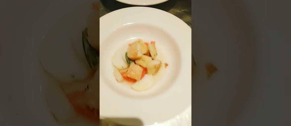 Grilled Seabas with  pumpkin coulis french seafood soup(2)