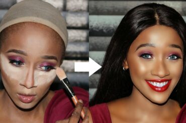 How To Rock A Wine Eye Shadow Look And A Red lipstick With A Wine Dress