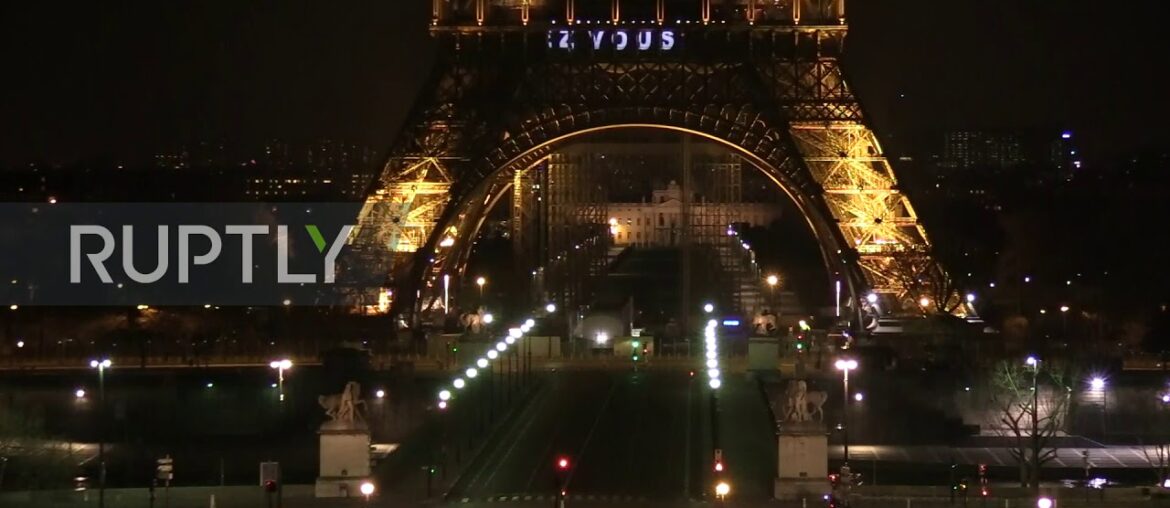 France: 'Stay at home' and 'thank you' messages projected on Eiffel Tower