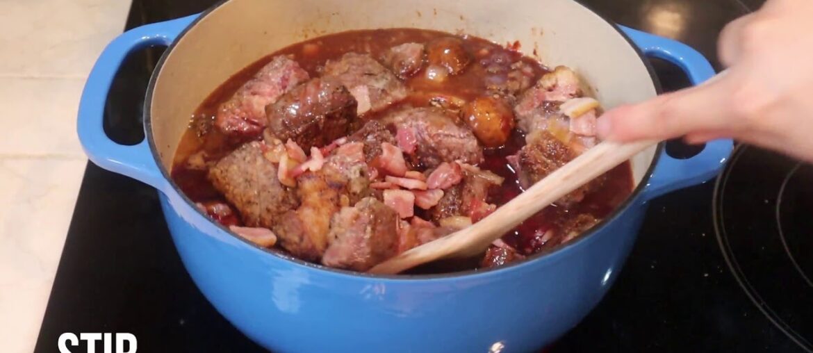 Beef bourguignon cooking video with recipe