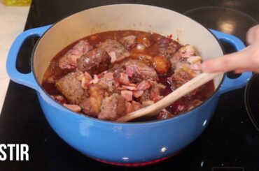 Beef bourguignon cooking video with recipe