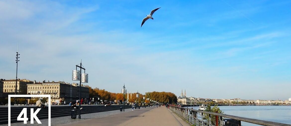 Bordeaux 4k Walk Lunch Time with blue sky walking in France before coronavirus