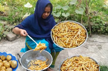 French Fries Recipe | Crispy French Fries Recipe Cooking by Our Beautiful Sister | Village Cooking