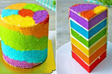 Colorful Cake Recipe | Rainbow Cake In French | Miam et Miam
