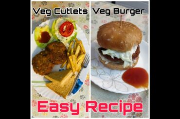Burger at Home | Veg Cutlet | French Fries and Sandwich | Home Made Recipe | Easy To Make