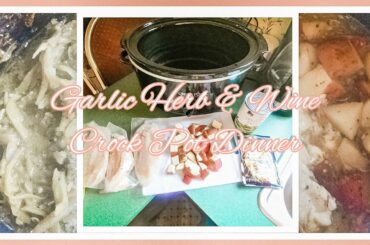 DUMP & GO Garlic Herb & Wine Chicken | 4 Ingredient Crock Pot Dinner Idea | BUDGET FRIENDLY