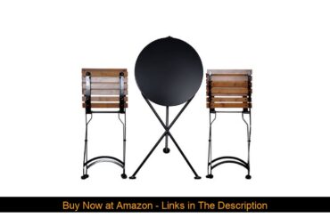 ☄️ Mobel Designhaus French Café Bistro Folding Side Chair, Jet Black Frame, European Chestnut Wood