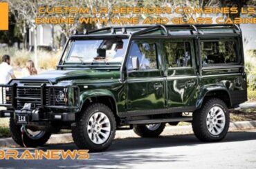 Custom LR Defender Combines LS3 Engine With Wine And Glass Cabinet