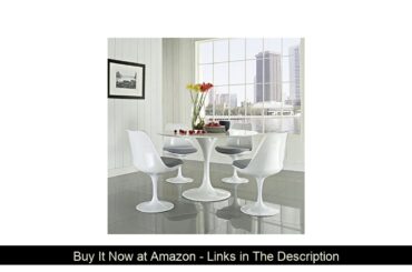 ▶️ Modway Lippa 48 Mid-Century Modern 5-Piece Kitchen and Dining Set with Round Table and Four Dini