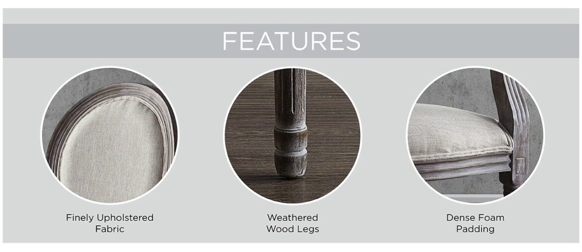 ☑️ Modway Emanate French Vintage Upholstered Fabric Two Dining Armchairs in Beige ☑️ Modway Emanate French Vintage Upholstered Fabric Two Dining Armchairs in Beige