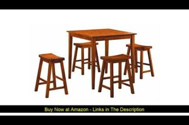 ❎ Homelegance 5 Piece Saddleback Dinette Set, Oak-Sand-Thru Finish