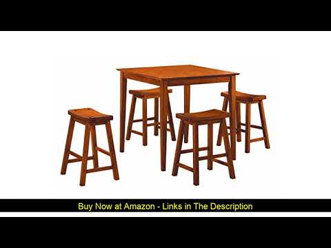 ❎ Homelegance 5 Piece Saddleback Dinette Set, Oak-Sand-Thru Finish ❎ Homelegance 5 Piece Saddleback Dinette Set, Oak-Sand-Thru Finish