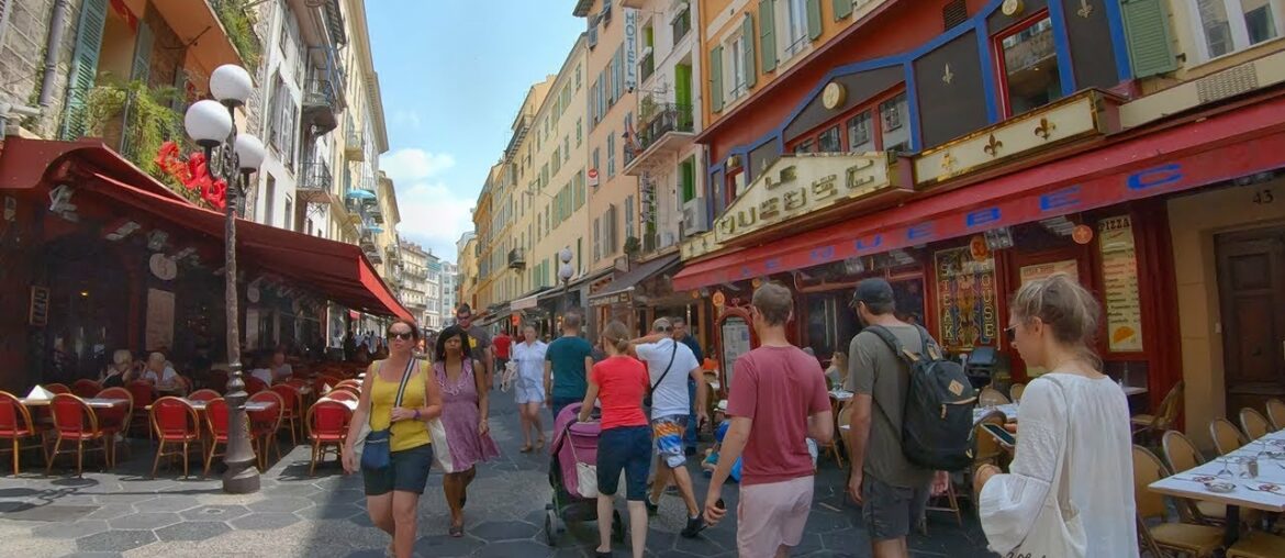 Walking Nice, France - Boutique Shops and Tourist Restaurant Streets