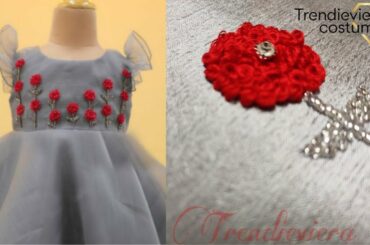 beautiful french knot design for baby frock