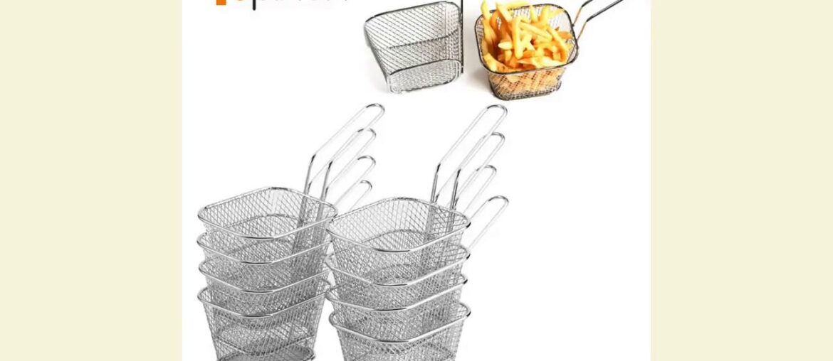 8pcs Portable Stainless Steel Fry Baskets Mini Strainer Fryer Kitchen