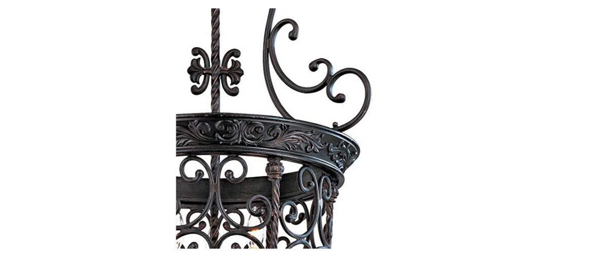 ☄️ French Scroll Rubbed Bronze Foyer Chandelier 22 1/2 Wide Rustic Country Iron 9-Light Fixture for ☄️ French Scroll Rubbed Bronze Foyer Chandelier 22 1/2 Wide Rustic Country Iron 9-Light Fixture for