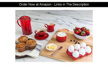 ❎ Le Creuset PG8200-1067 Stoneware French Press Coffee Maker, 27 oz, Cerise