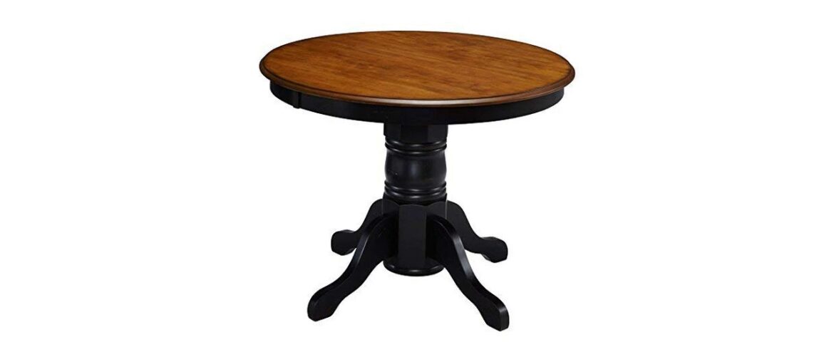 ✨ French Countryside Black/Oak 42 Round Pedestal Dining Table with 4 Chairs by Home Styles
