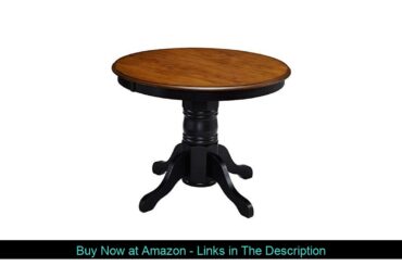 ✨ French Countryside Black/Oak 42 Round Pedestal Dining Table with 4 Chairs by Home Styles