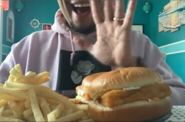 Eating Whisper ASMR Mukbang Sounds- McDonald’s Filet O Fish & French Fries 🍟🐟🍞🧀