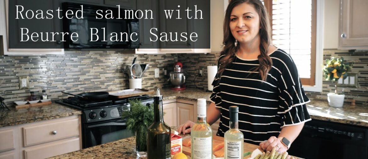 Roasted salmon with Beurre Blanc Sause / Popular French Recipe Roasted salmon with Beurre Blanc Sause / Popular French Recipe