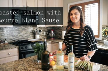 Roasted salmon with Beurre Blanc Sause / Popular French Recipe