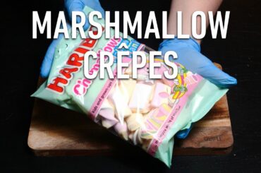 MARSHMALLOW Crepe | How To Make Sweet French Crepes With Marshmallow Recipe | ASMR