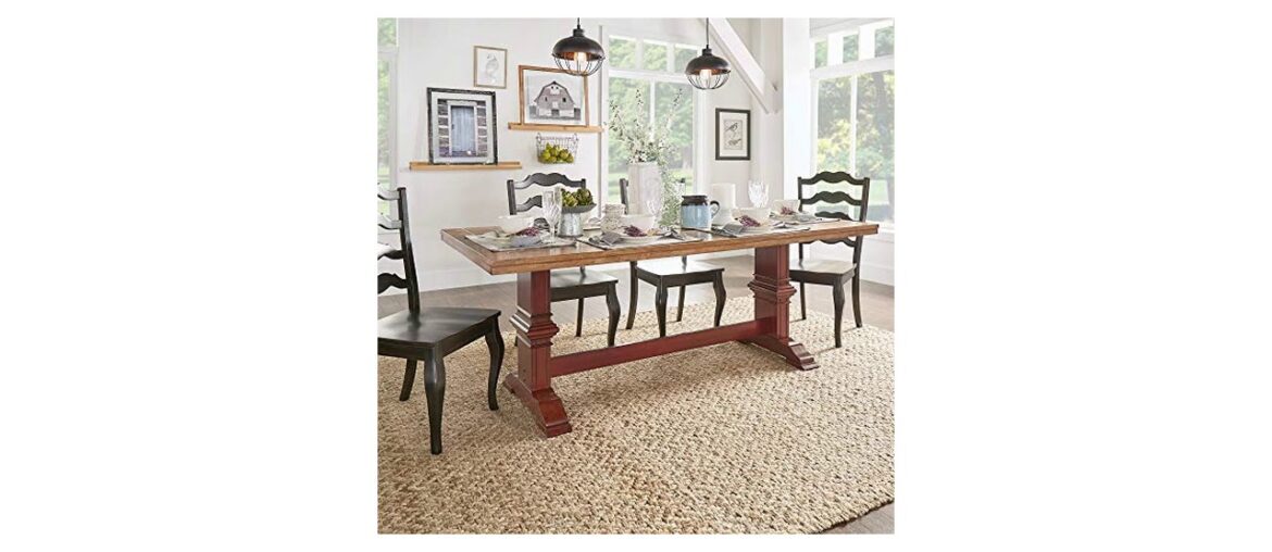 ⭐️ Inspire Q Eleanor Two-Tone Rectangular Solid Wood Top Dining Table by Classic Green Antique, Oak ⭐️ Inspire Q Eleanor Two-Tone Rectangular Solid Wood Top Dining Table by Classic Green Antique, Oak