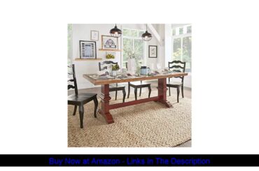 ⭐️ Inspire Q Eleanor Two-Tone Rectangular Solid Wood Top Dining Table by Classic Green Antique, Oak