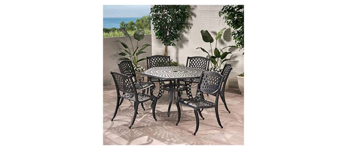 ⭐️ Christopher Knight Home 239077 Hammond 7 Piece Dining Set, Antique Matte Black ⭐️ Christopher Knight Home 239077 Hammond 7 Piece Dining Set, Antique Matte Black