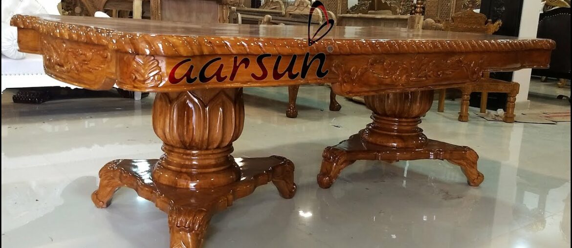 #141 Hand carved Teak Wood Royal Dining Table | Dining Table Design Ideas @ Aarsun