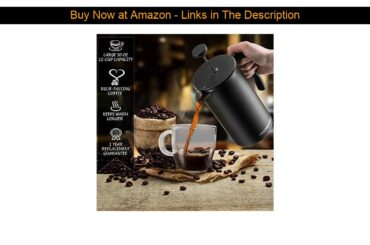 ❄️ Large French Press Coffee Maker - Double Wall 304 Stainless Steel - 4 Level Filtration System wi