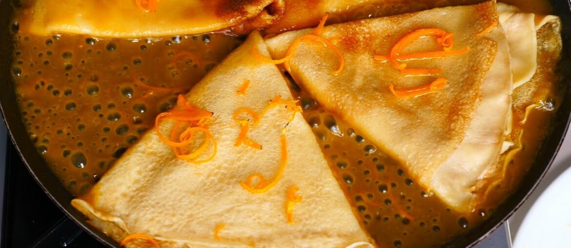 Thin French Crepes Suzette With Orange Sauce - Crêpes Flambées French Thin Pancake Breakfast Recipes