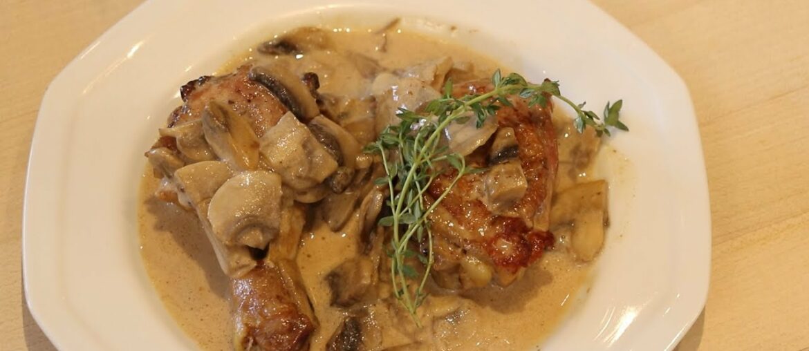 French Chef Shows How to Make Poulet au jus, Champignons a Pa Crème French Chef Shows How to Make Poulet au jus, Champignons a Pa Crème