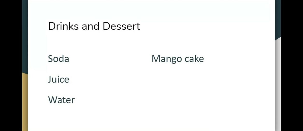 Menu for french Chinese Restaurant for Kids