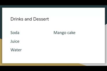 Menu for french Chinese Restaurant for Kids