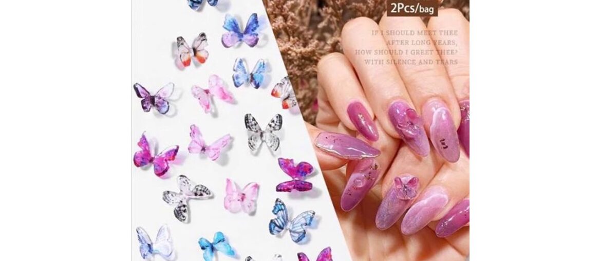 Best 2/10 Pcs 3D Butterfly Nail Art Decorations DIY French Manicure UV Gel Polish Nail Sequin Acces