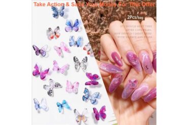 Best 2/10 Pcs 3D Butterfly Nail Art Decorations DIY French Manicure UV Gel Polish Nail Sequin Acces