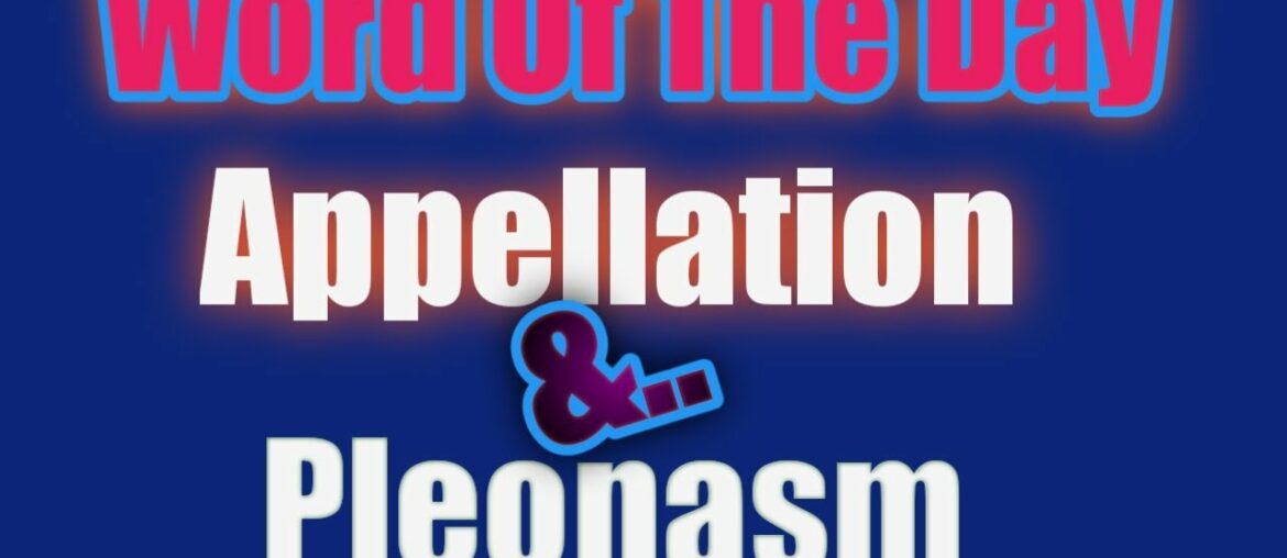 Words Of The Day Appellation, Pleonasm