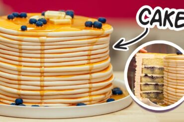 GIANT Pancakes & French Toast Made of VANILLA CAKE!