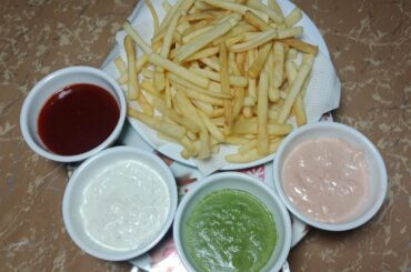 French Fries Recipe with 4 French Fry Dipping Sauces | sauces |  Restaurant style french fries .
