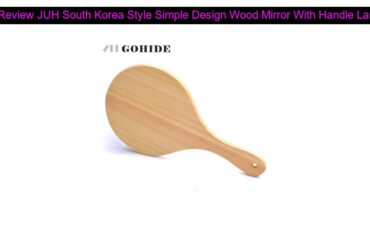 JUH South Korea Style Simple Design Wood Mirror With Handle Large Size in Round Beauty And Health M
